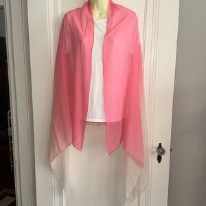 Vintage pink to cream hombre very large‎ chiffon shawl/wrap